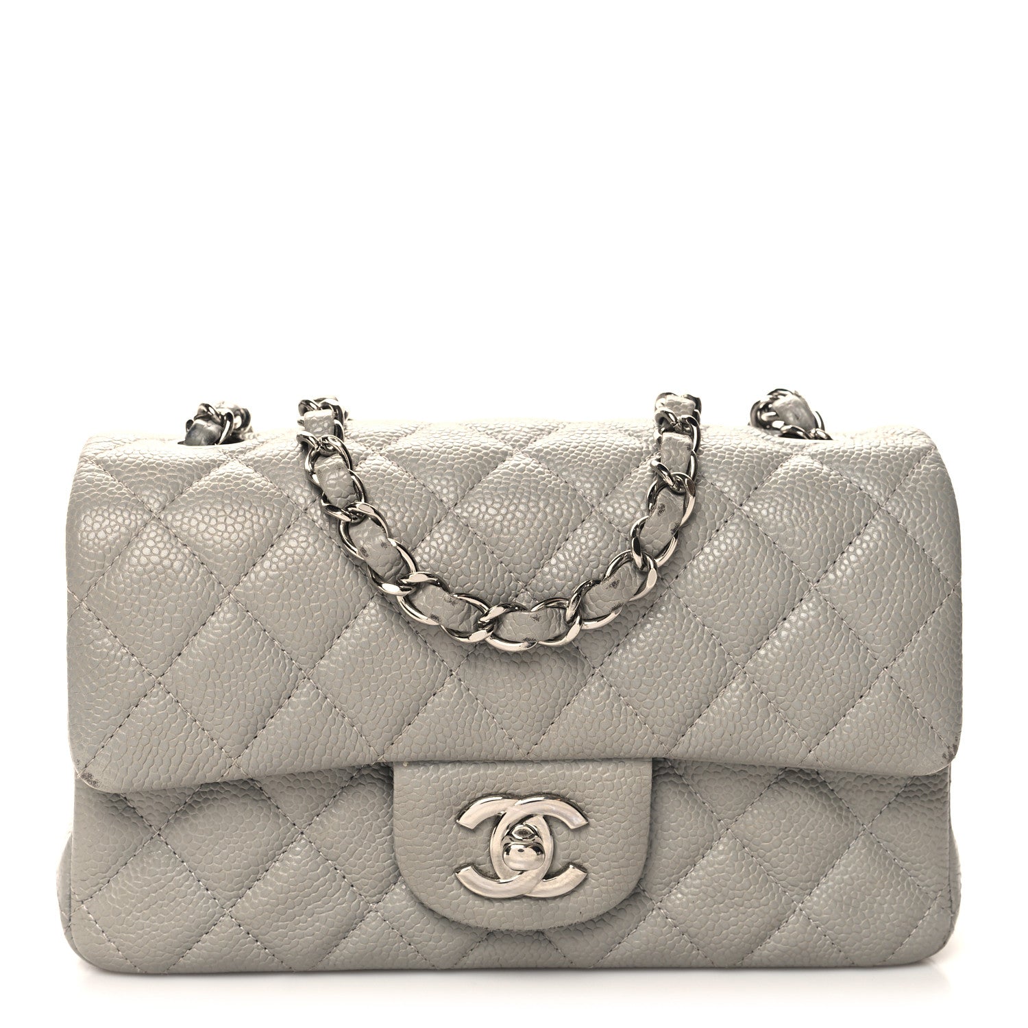 Chanel Caviar Quilted Mini Rectangular Flap Light Grey 1 of 13