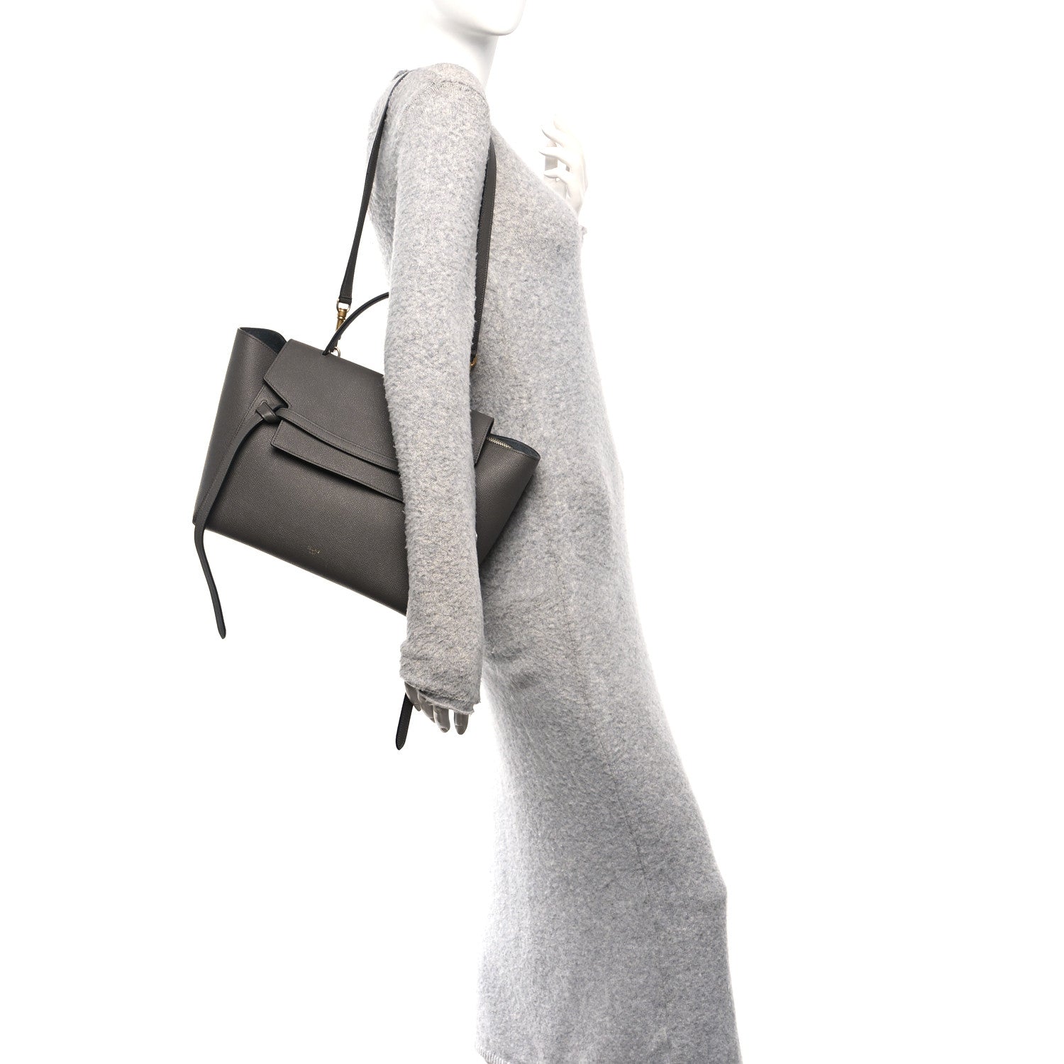 Celine Grained Calfskin Mini Belt Bag Grey 2 of 13