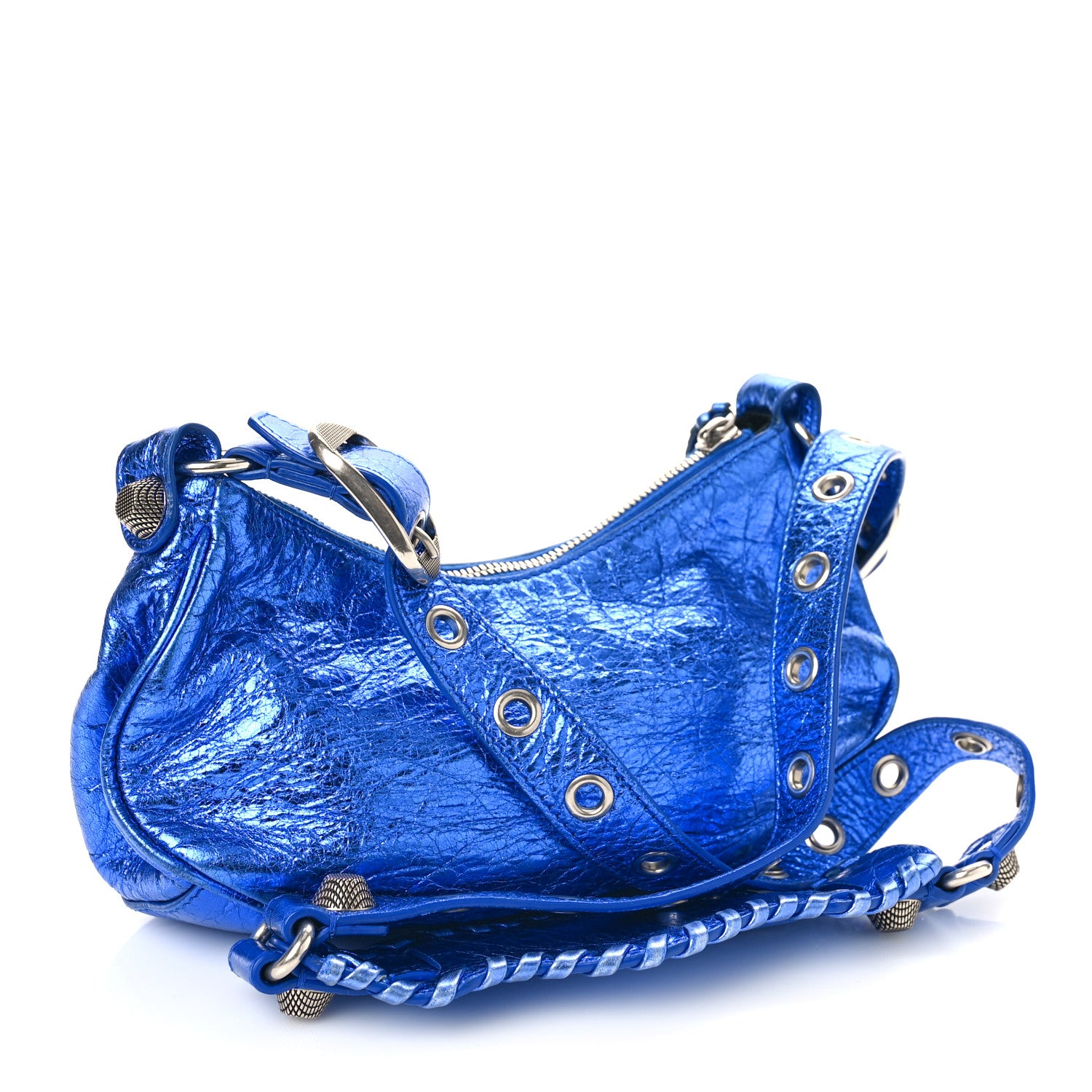 Balenciaga Metallic Arena Agneau Le Cagole Shoulder Bag XS Blue 3 of 8