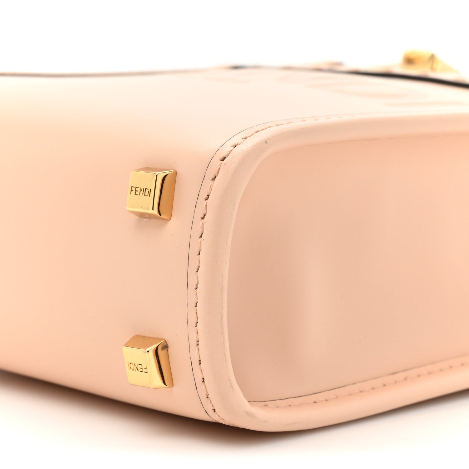 Fendi Vitello King Plexiglass Logo Embossed Mini Fendi Sunshine Shopper Tote Light Rose 7 of 9