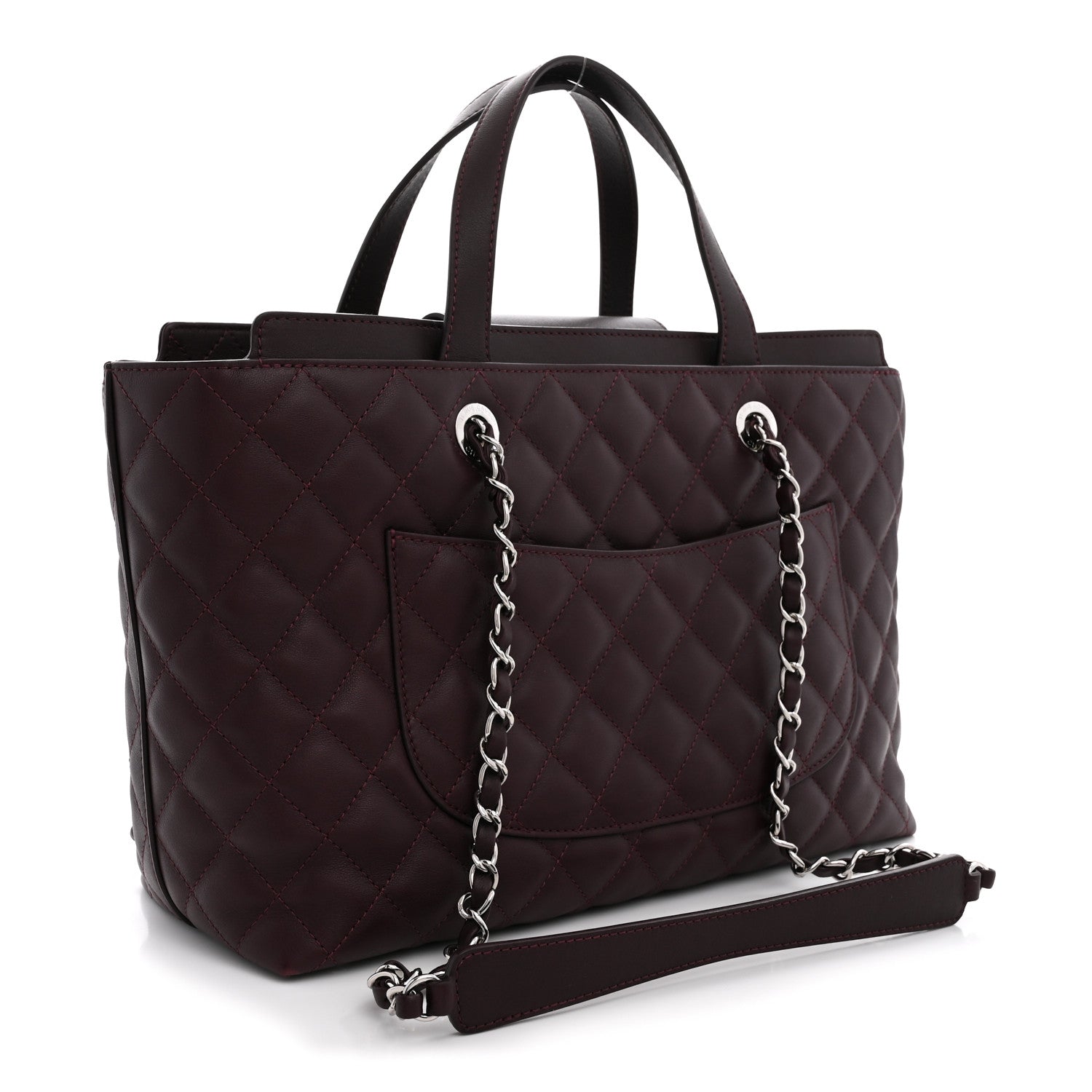 Chanel Calfskin Quilted Large Shopping Tote Burgundy 2 of 10