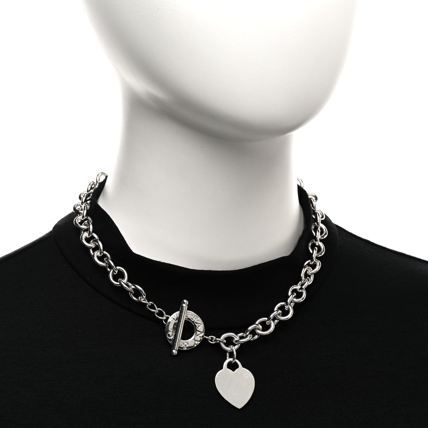 Sterling Silver Heart Tag Toggle Necklace