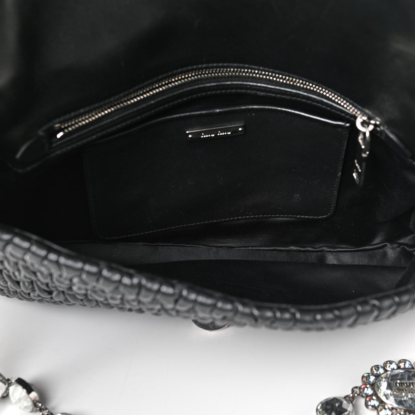 Nappa Matelasse Crystal Flap Clutch Black
