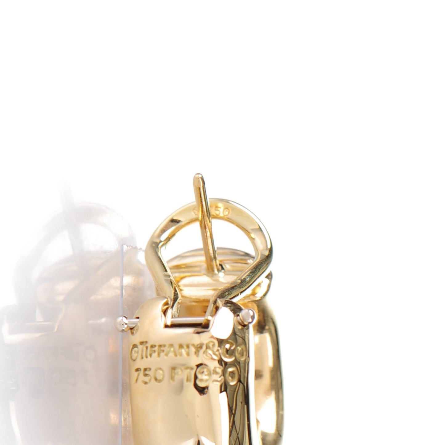 18K Yellow Gold Platinum Diamond Etoile Hoop Earrings