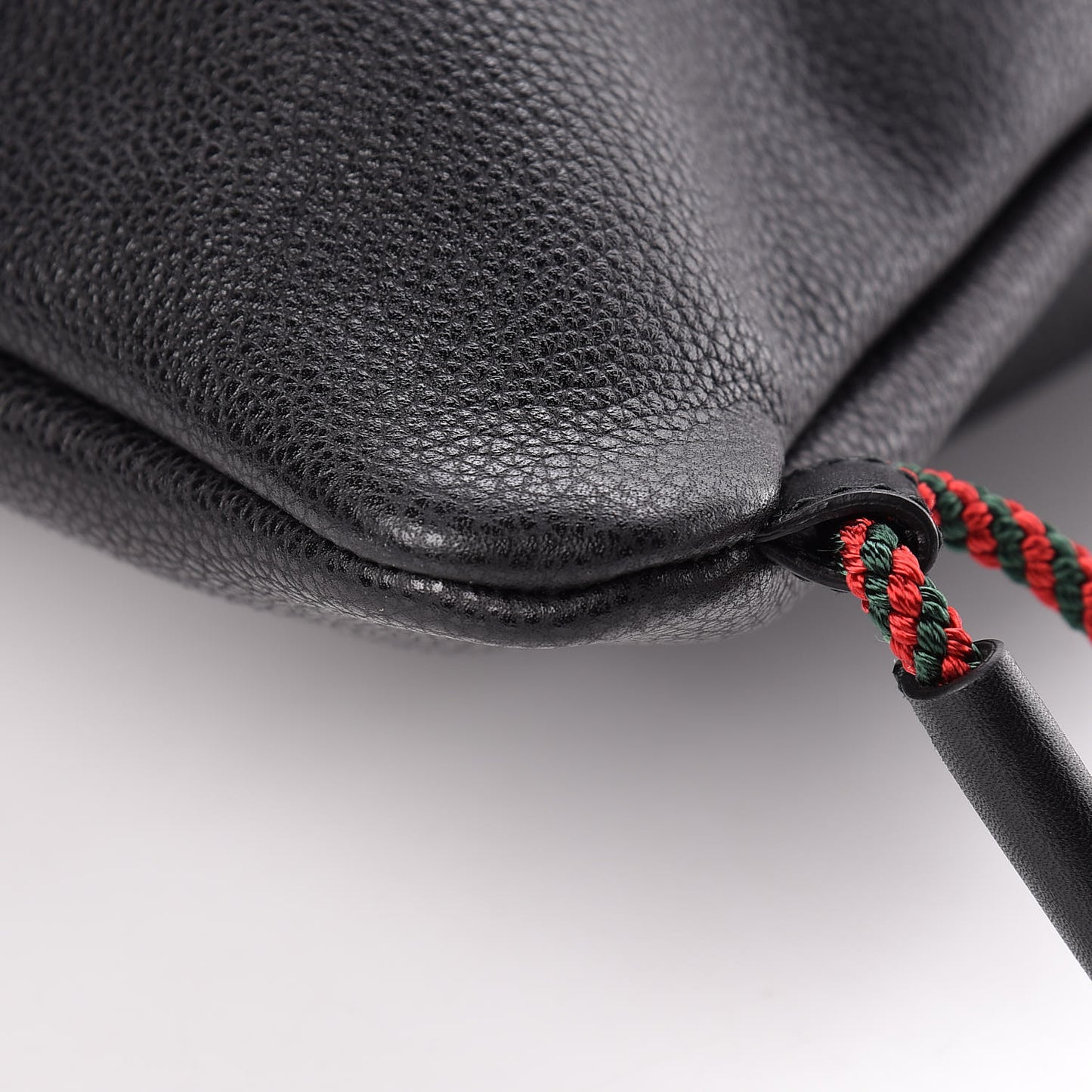 Calfskin Logo Drawstring Backpack Black