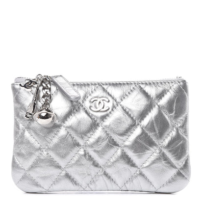 Chanel Metallic Calfskin Quilted Small Cosmo Cosmetic Case Silver 1 of 8