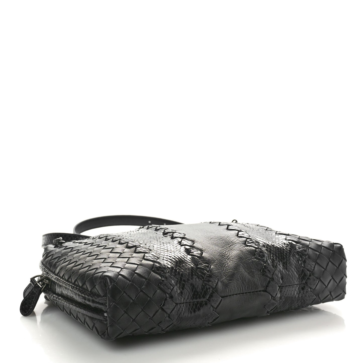 Nappa Intrecciato Snakeskin Crossbody Pillow Messenger Black