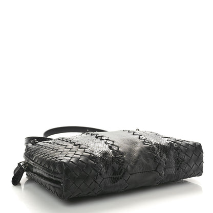 Bottega Veneta Nappa Intrecciato Snakeskin Crossbody Pillow Messenger Black 4 of 10