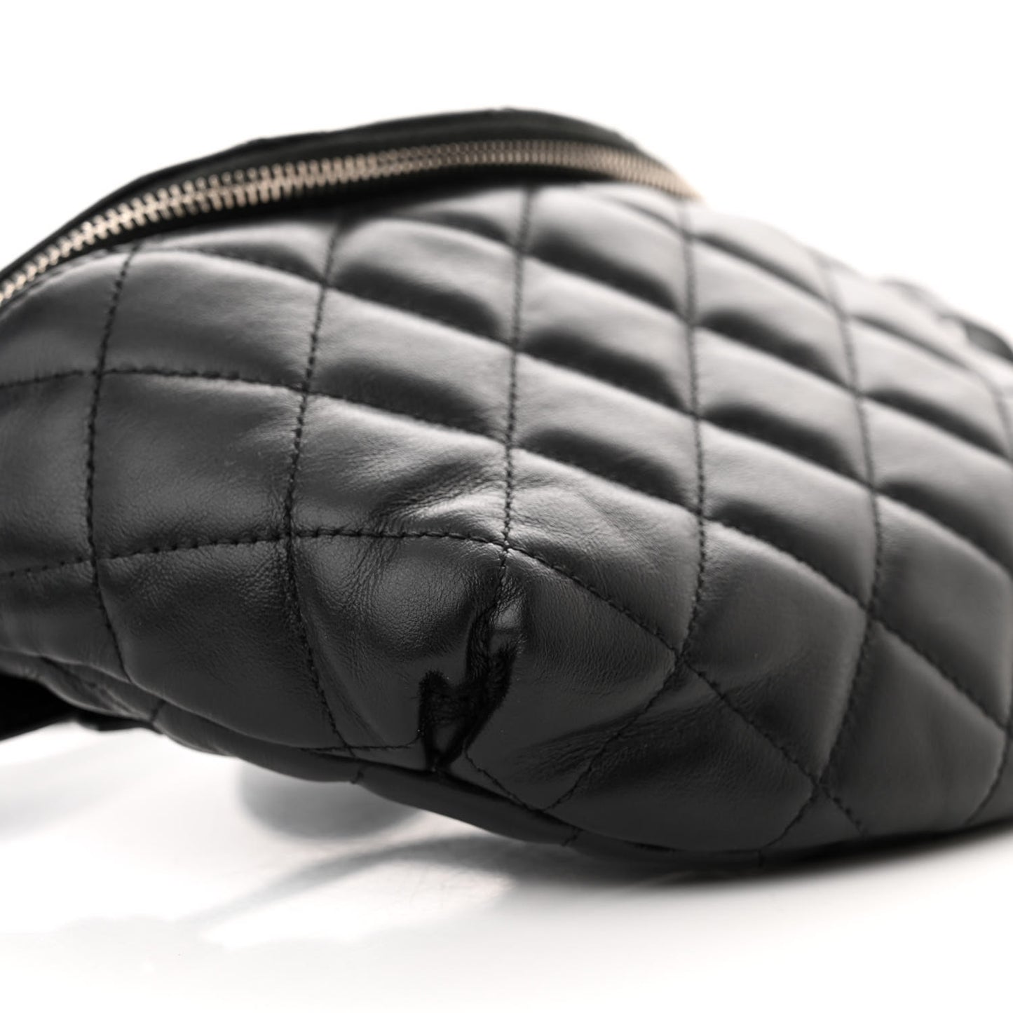 Calfskin Quilted Waist Belt Bag Black