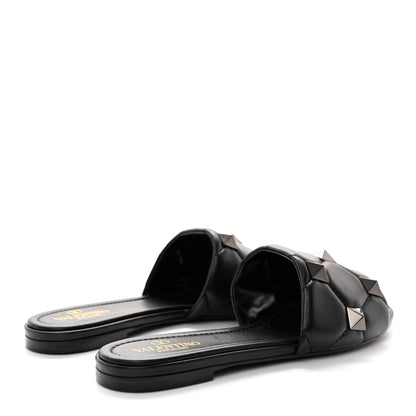 Valentino Garavani Nappa Roman Stud Flat Slide Sandals 38 Black 4 of 11