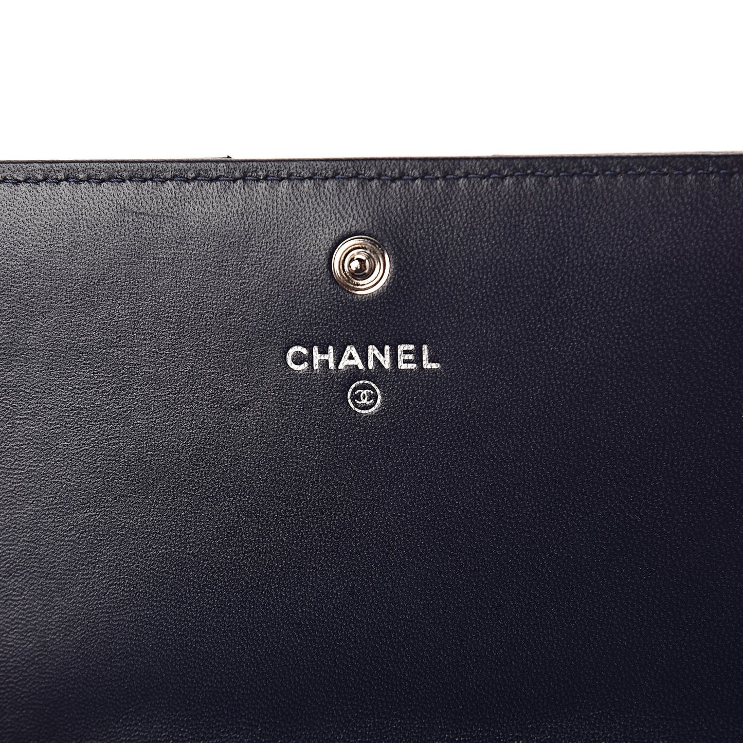 Lambskin Quilted Large Gusset Flap Wallet Navy Black