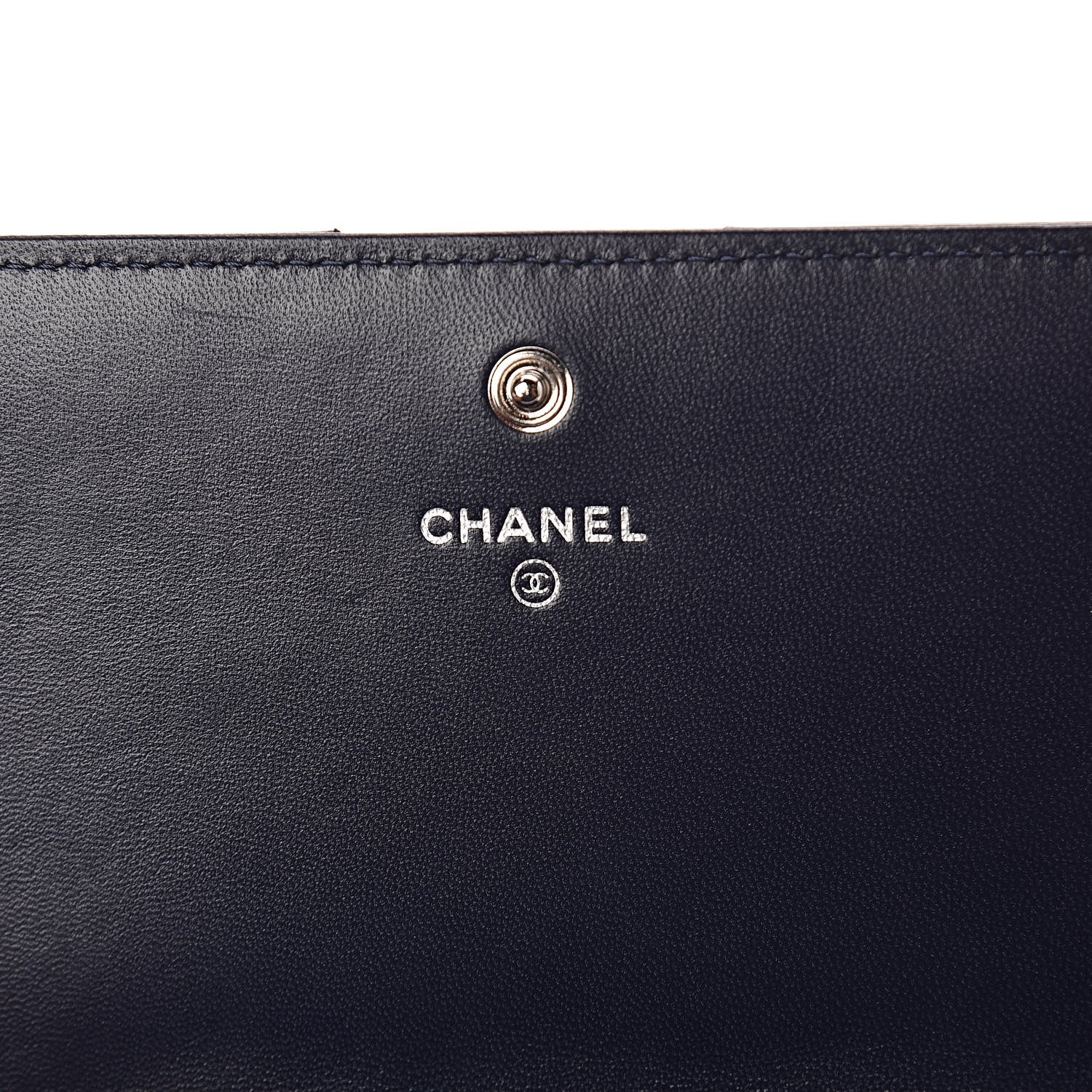 Chanel Lambskin Quilted Large Gusset Flap Wallet Navy Black 6 of 9