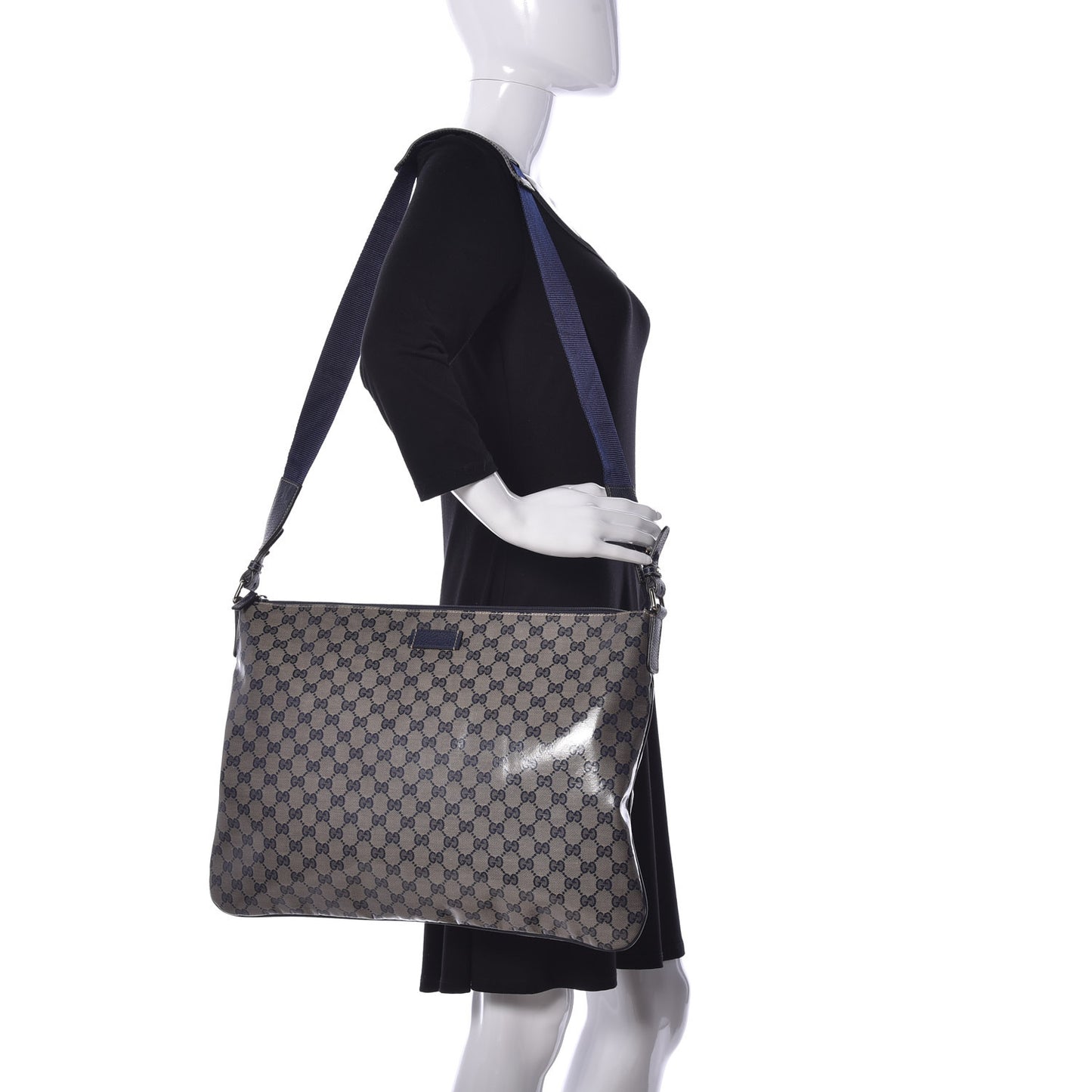 Crystal Monogram Messenger Bag Navy