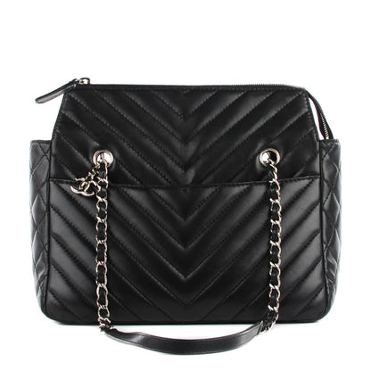Chanel Lambskin Surpique Chevron Quilted Tote Black 1 of 8