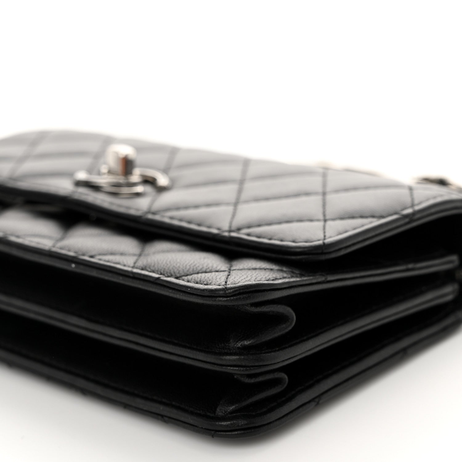 Chanel Lambskin Quilted Metal Top Handle Crossbody Flap Black 11 of 12