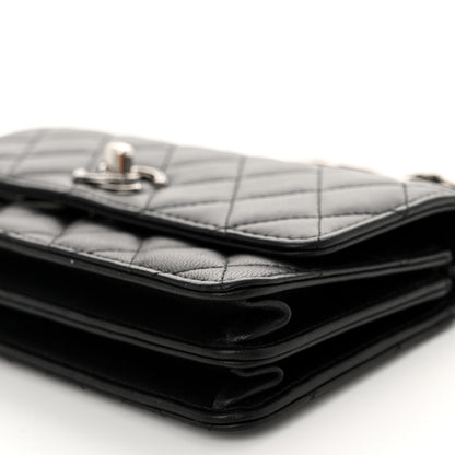 Chanel Lambskin Quilted Metal Top Handle Crossbody Flap Black 11 of 12