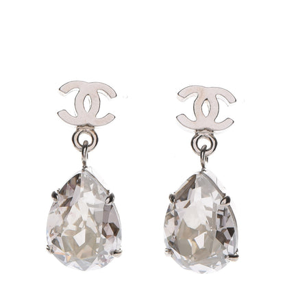 Chanel Crystal CC Drop Earrings Silver 1 of 5