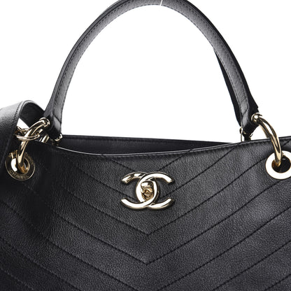 Chanel Calfskin Stitched Large Chevron Chic Shopping Bag Black 10 of 10