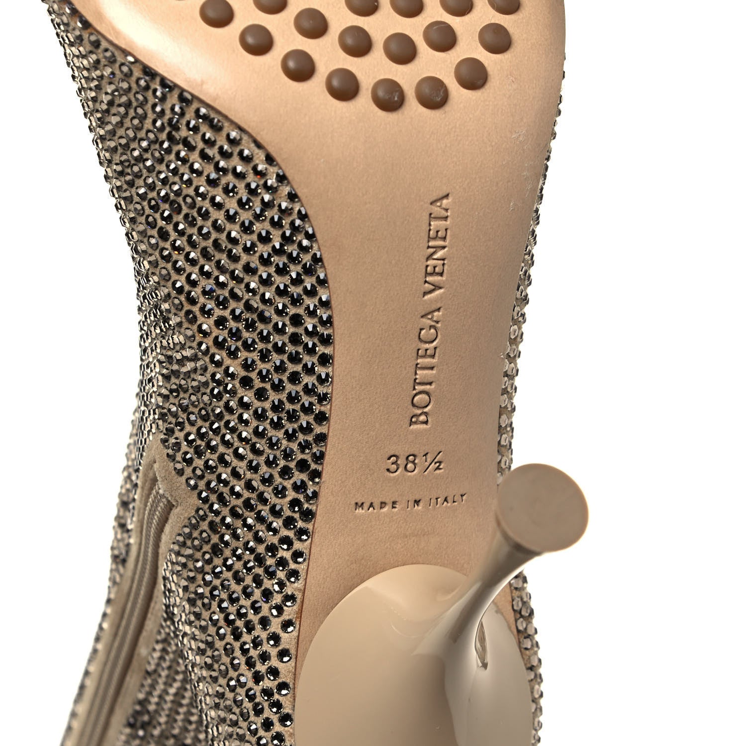 Bottega Veneta Suede Crystal Sparkle Dot Tall Boots 38.5 Cane Sugar 6 of 9