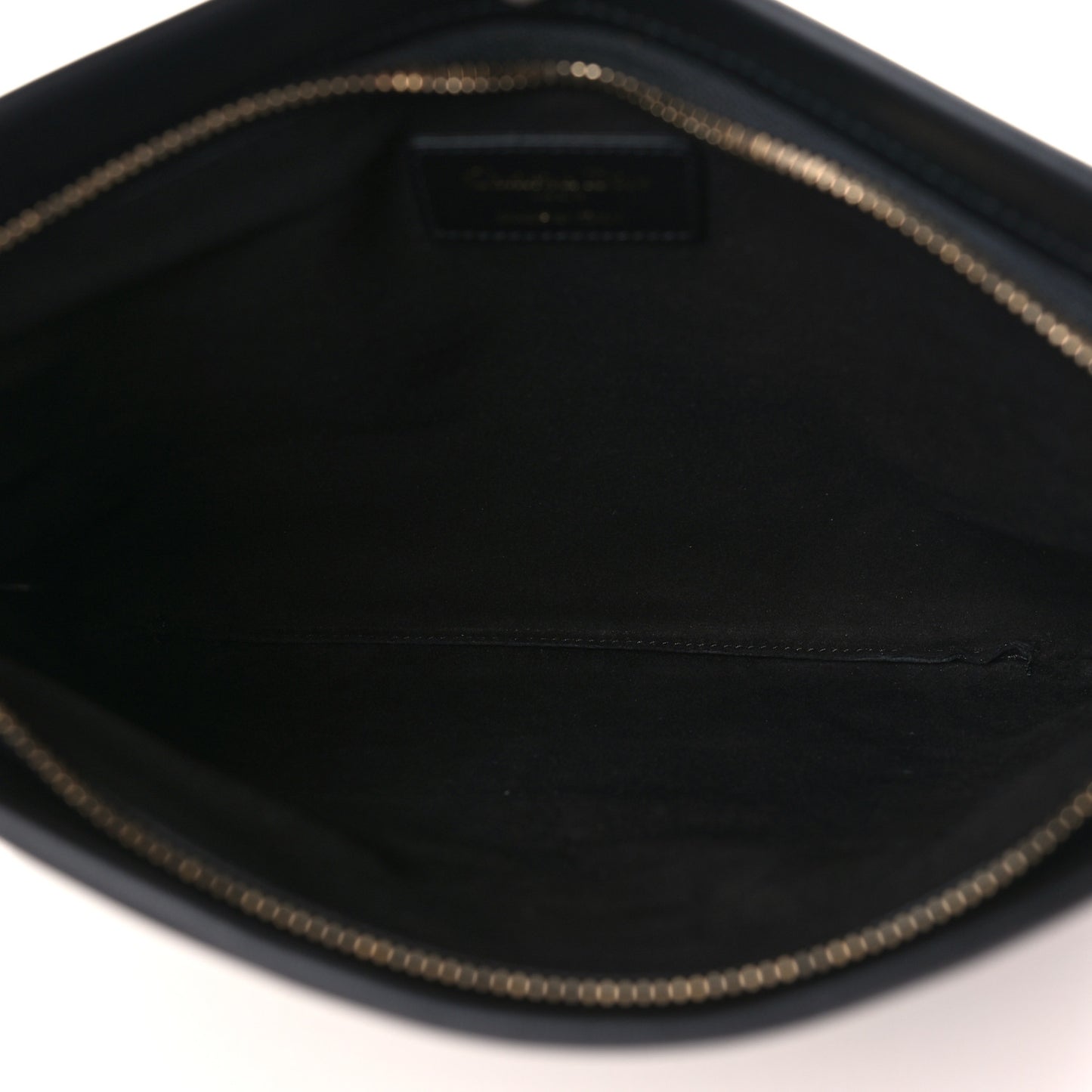 Calfskin Embossed Logo Zip Clutch Black