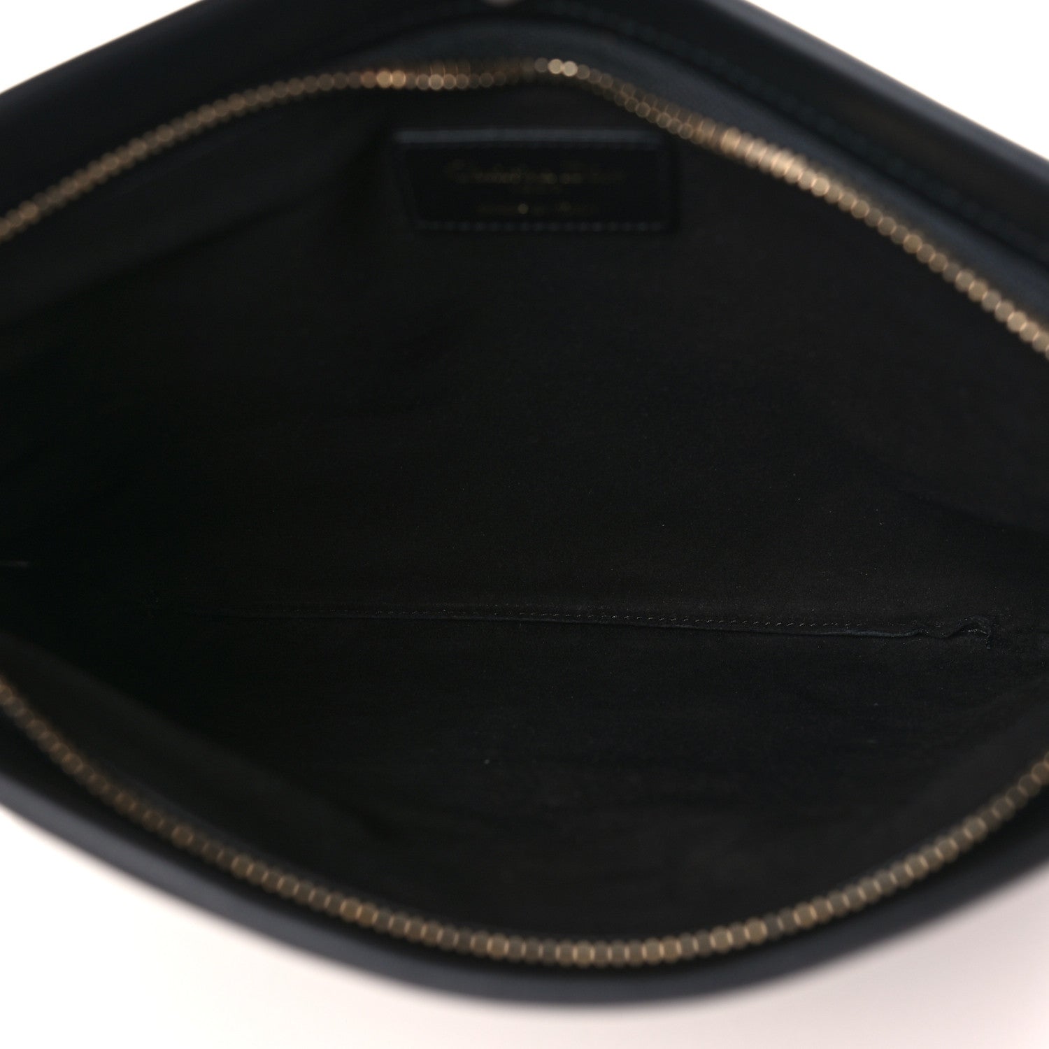 Christian Dior Calfskin Embossed Logo Zip Clutch Black 5 of 9
