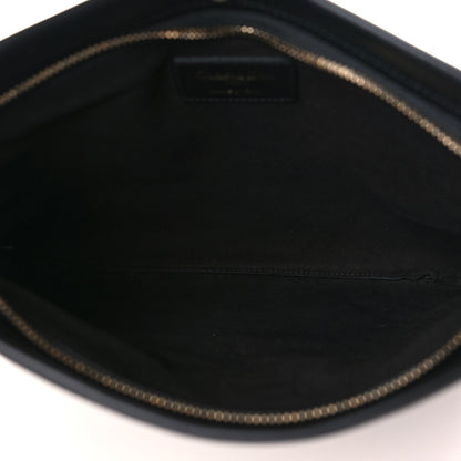 Christian Dior Calfskin Embossed Logo Zip Clutch Black 5 of 9