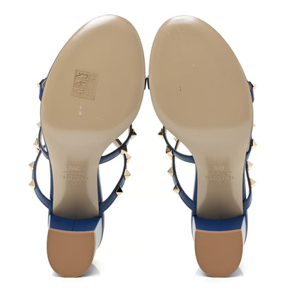 Valentino Garavani Calfskin Rockstud 60mm Caged Slide Sandals 38.5 Blu Delft 5 of 12