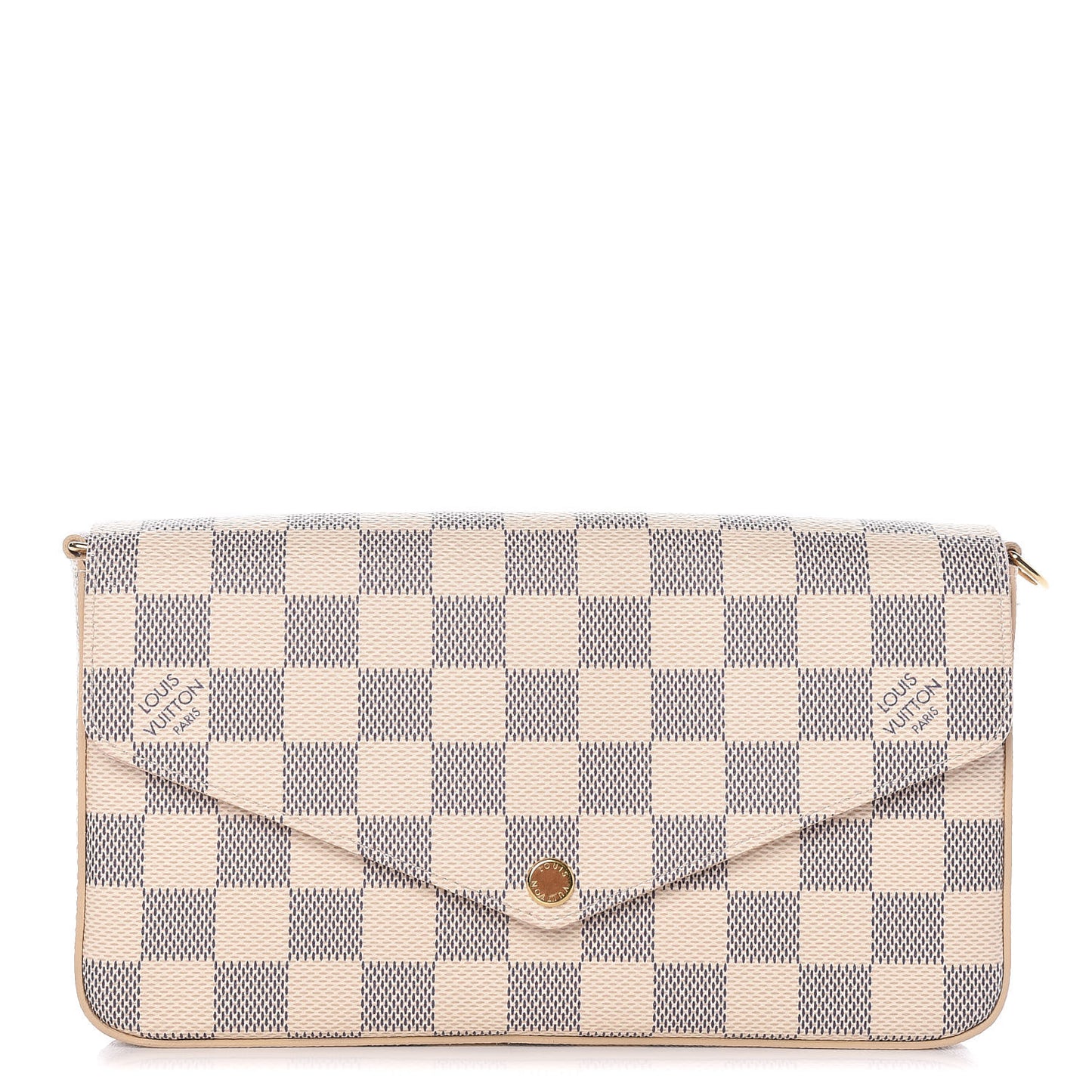 Damier Azur Pochette Felicie Chain Wallet Rose Ballerine