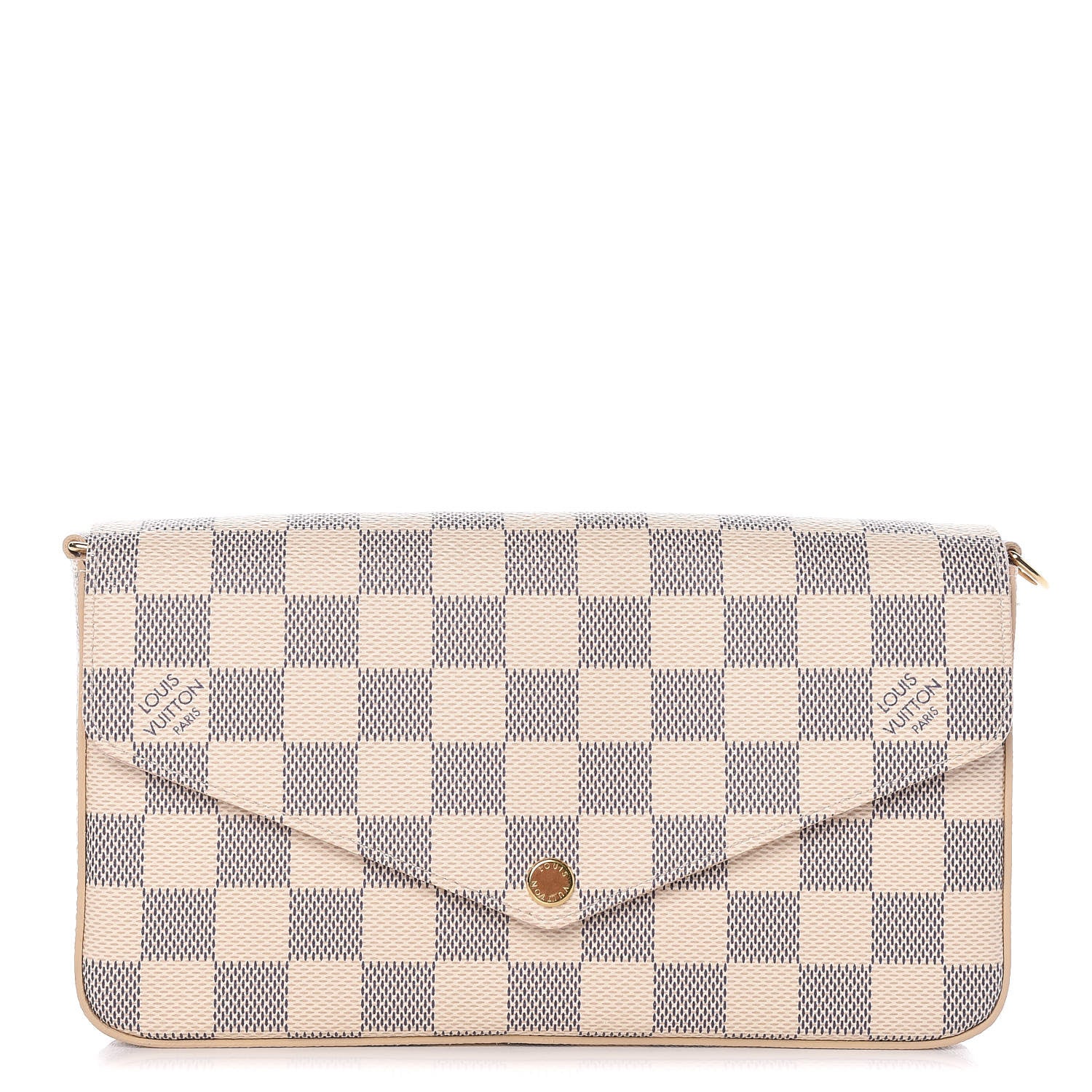 Louis Vuitton Damier Azur Pochette Felicie Chain Wallet Rose Ballerine 1 of 11
