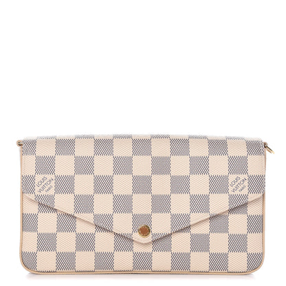 Louis Vuitton Damier Azur Pochette Felicie Chain Wallet Rose Ballerine 1 of 11