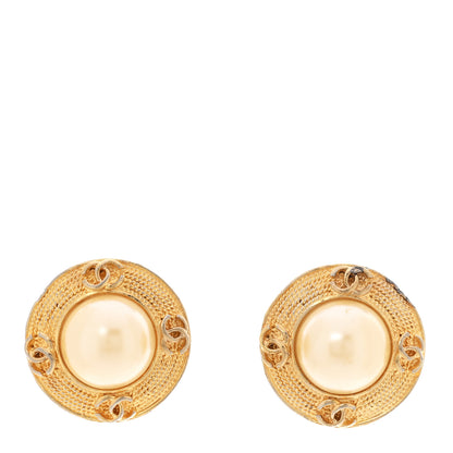 Chanel Pearl Clip On Earrings Gold 1 of 4