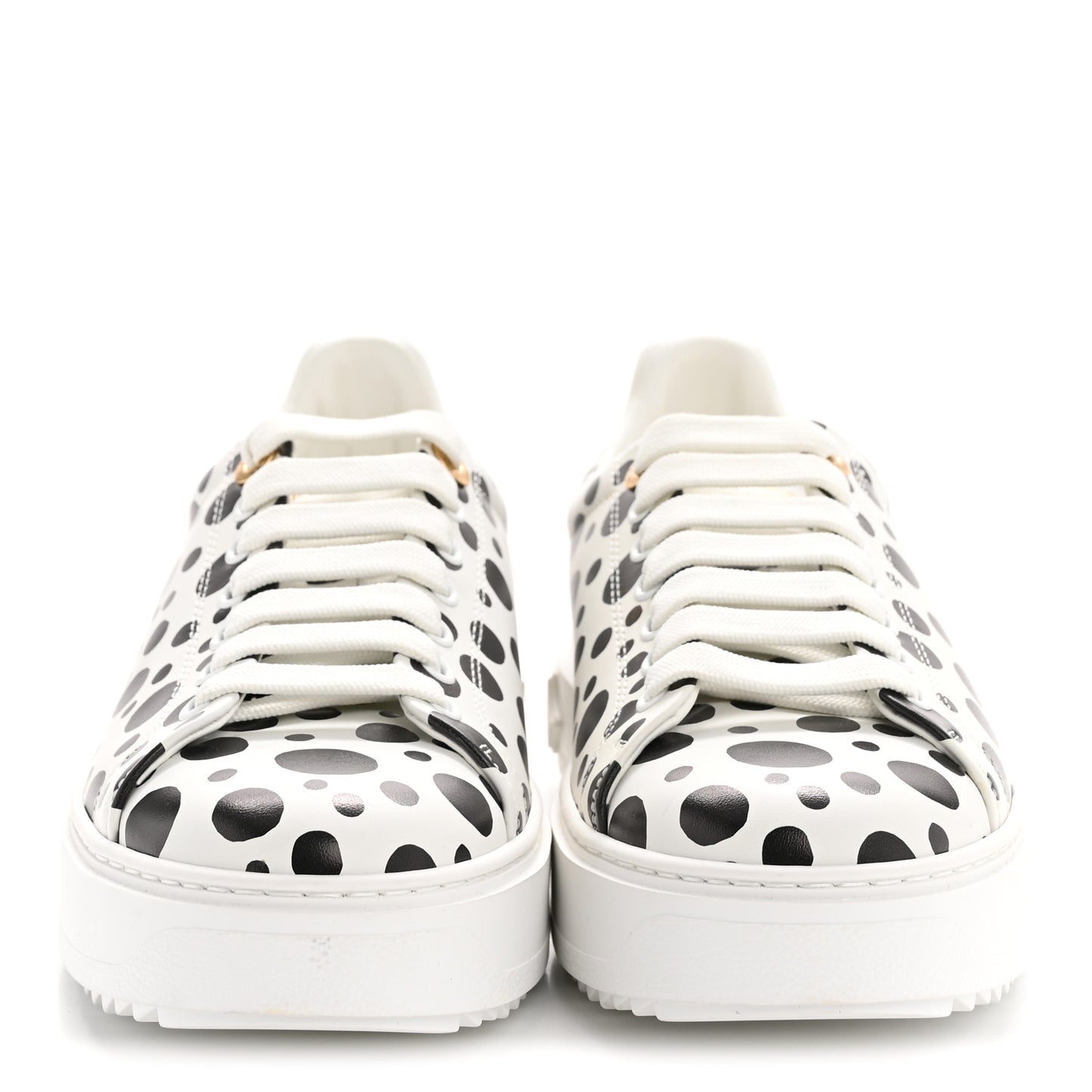 LV X YK Calfskin Printed Infinity Dots Time Out Sneakers 38 White