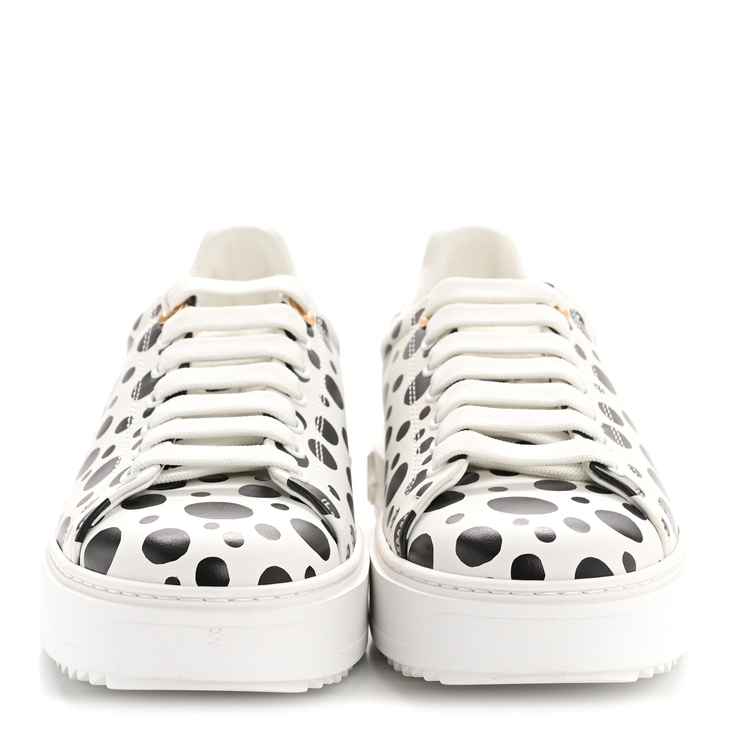 Louis Vuitton LV X YK Calfskin Printed Infinity Dots Time Out Sneakers 38 White 3 of 10