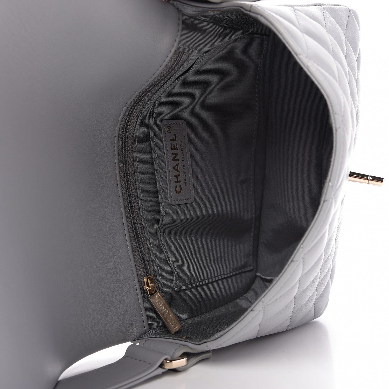 Chanel Calfskin Quilted Bolero De Chanel Flap Bag Grey 9 of 19