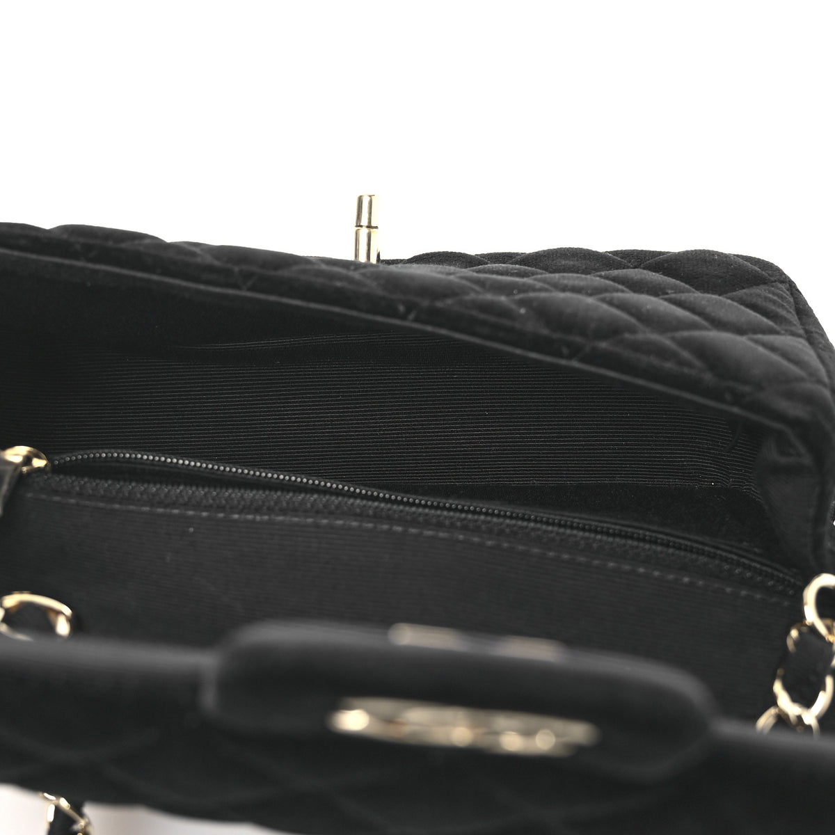 Velvet Quilted Mini Rectangular Flap Black