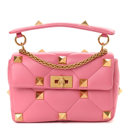Valentino Garavani Nappa Medium Roman Stud Shoulder Bag Flamingo Pink 1 of 8