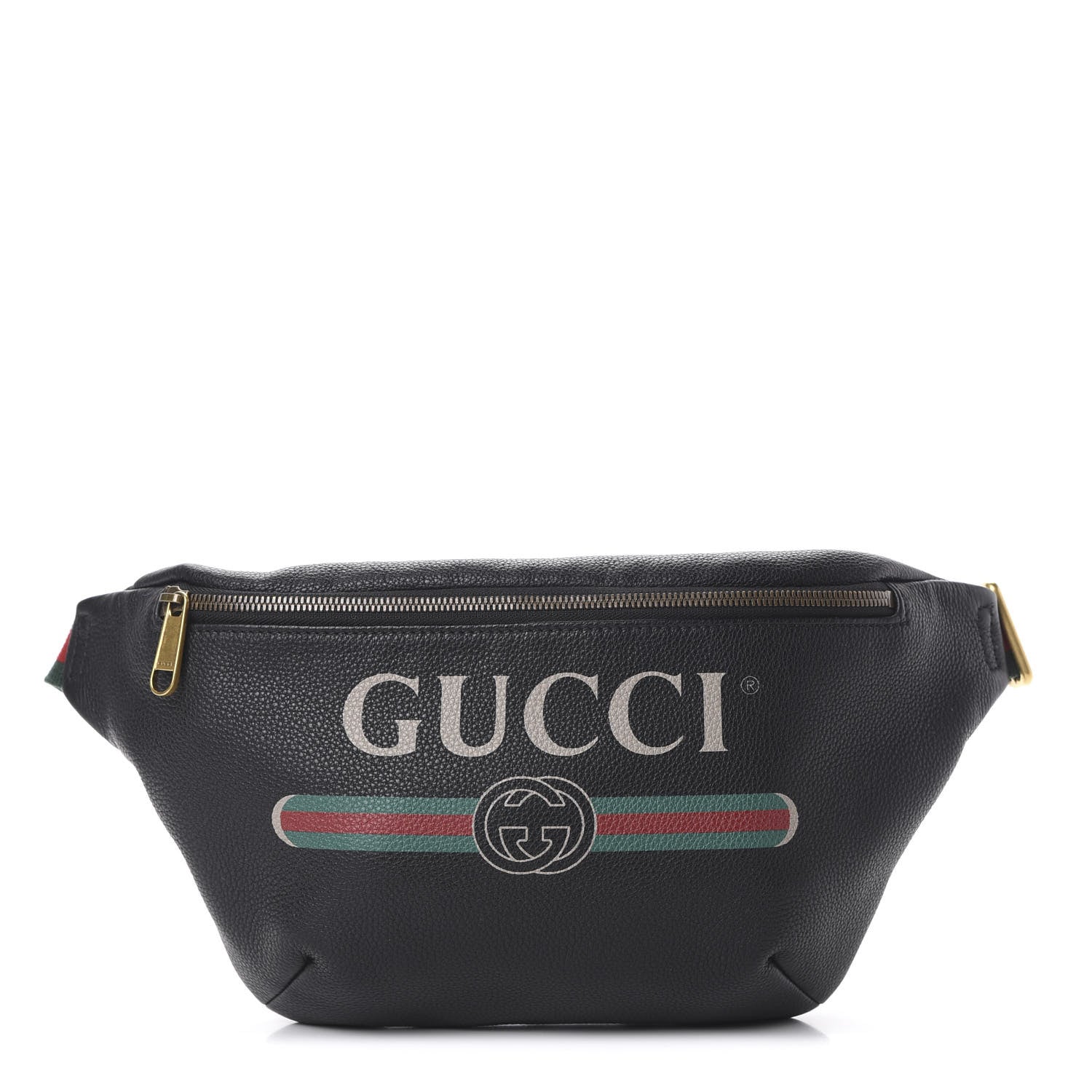 Gucci Grained Calfskin Logo Belt Bag Black 1 of 9