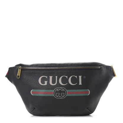 Gucci Grained Calfskin Logo Belt Bag Black 1 of 9