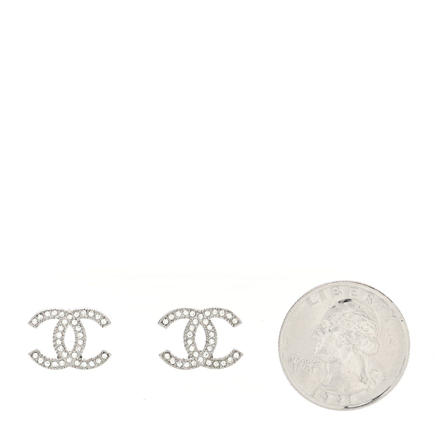 Chanel Crystal CC Earrings Silver 2 of 4