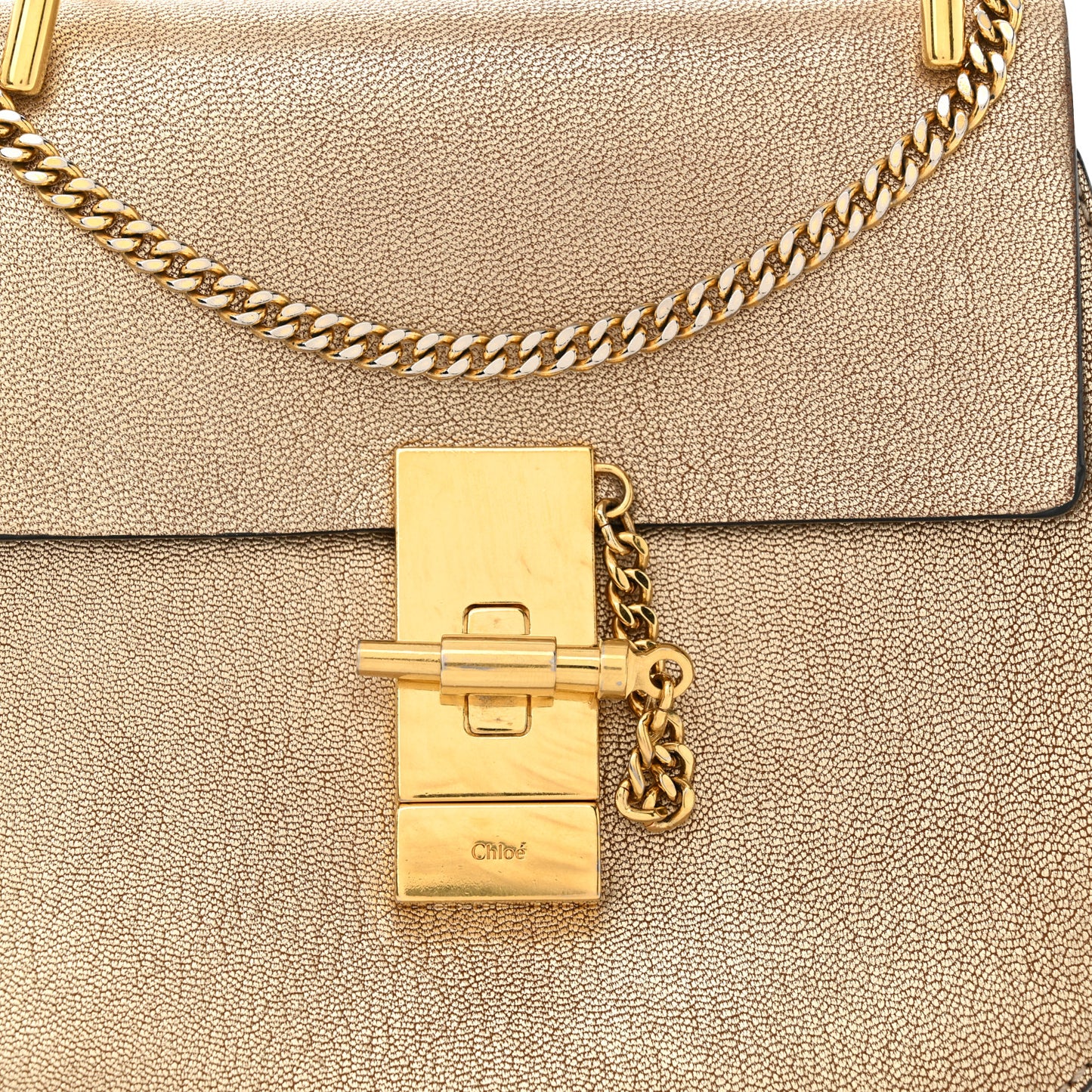 Metallic Goatskin Mini Drew Shoulder Bag Pale Gold