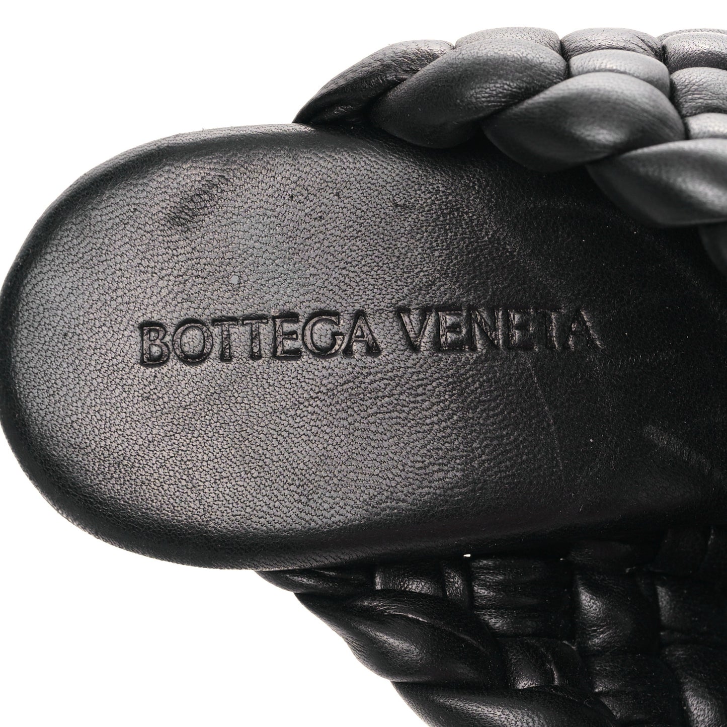 Nappa Twisted Padded Intrecciato Curve Slide Sandals 40 Black