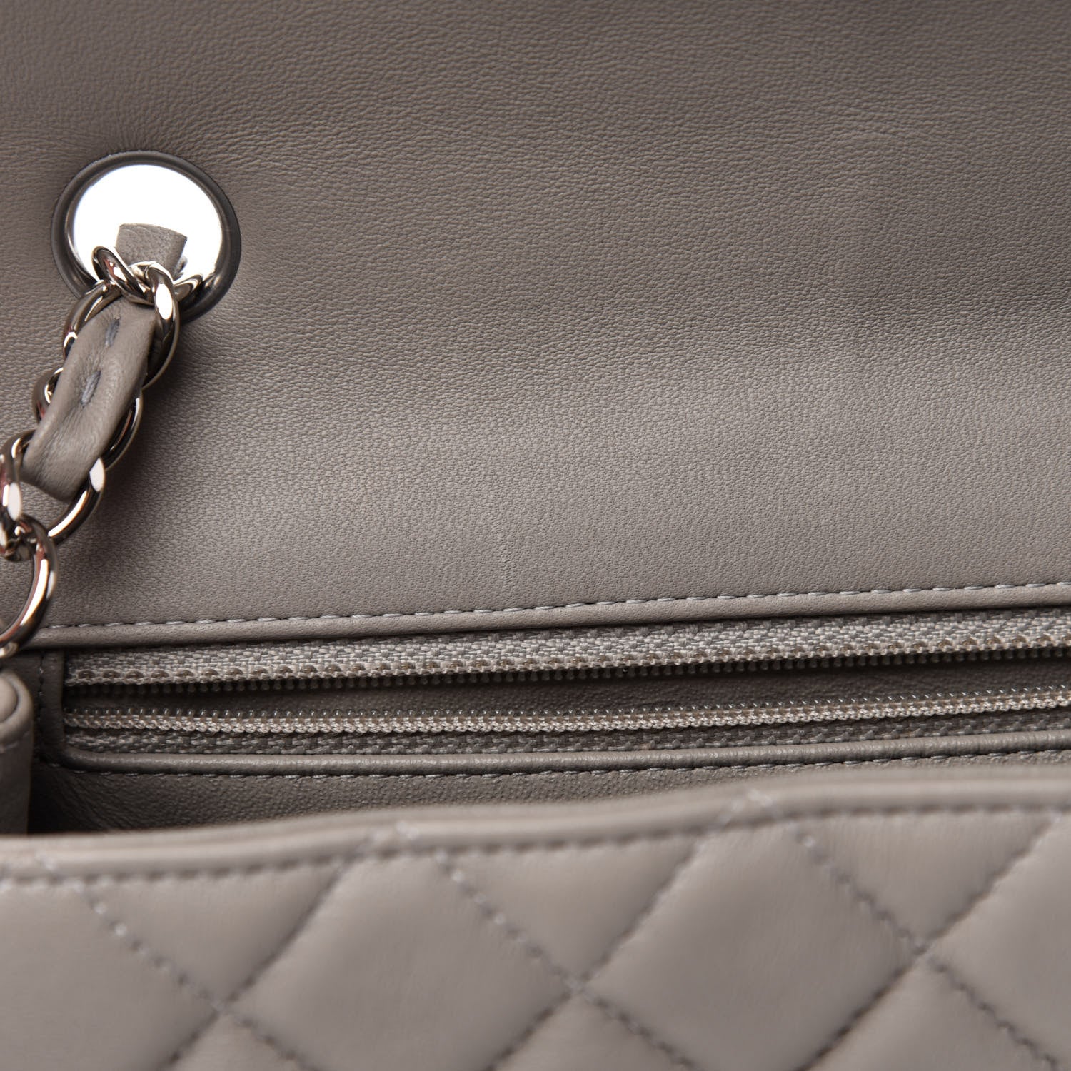 Chanel Lambskin Quilted Mini Rectangular Flap Grey 8 of 12