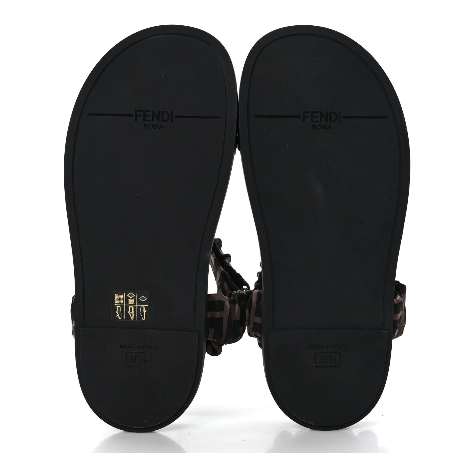 Fendi Satin FF Ruched Sandals 38.5 Tobacco Black 11 of 14