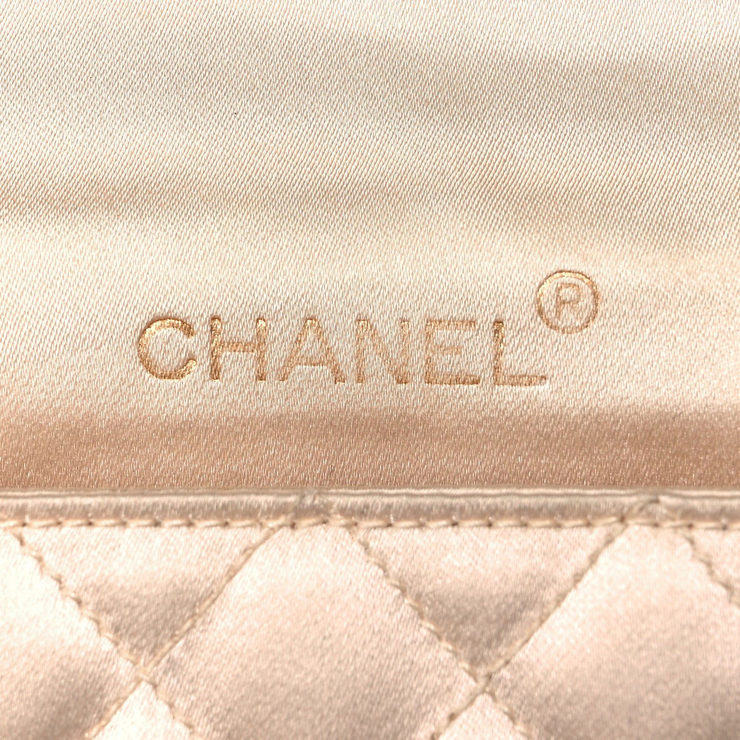 Satin Gripoix Quilted Small Flap Beige
