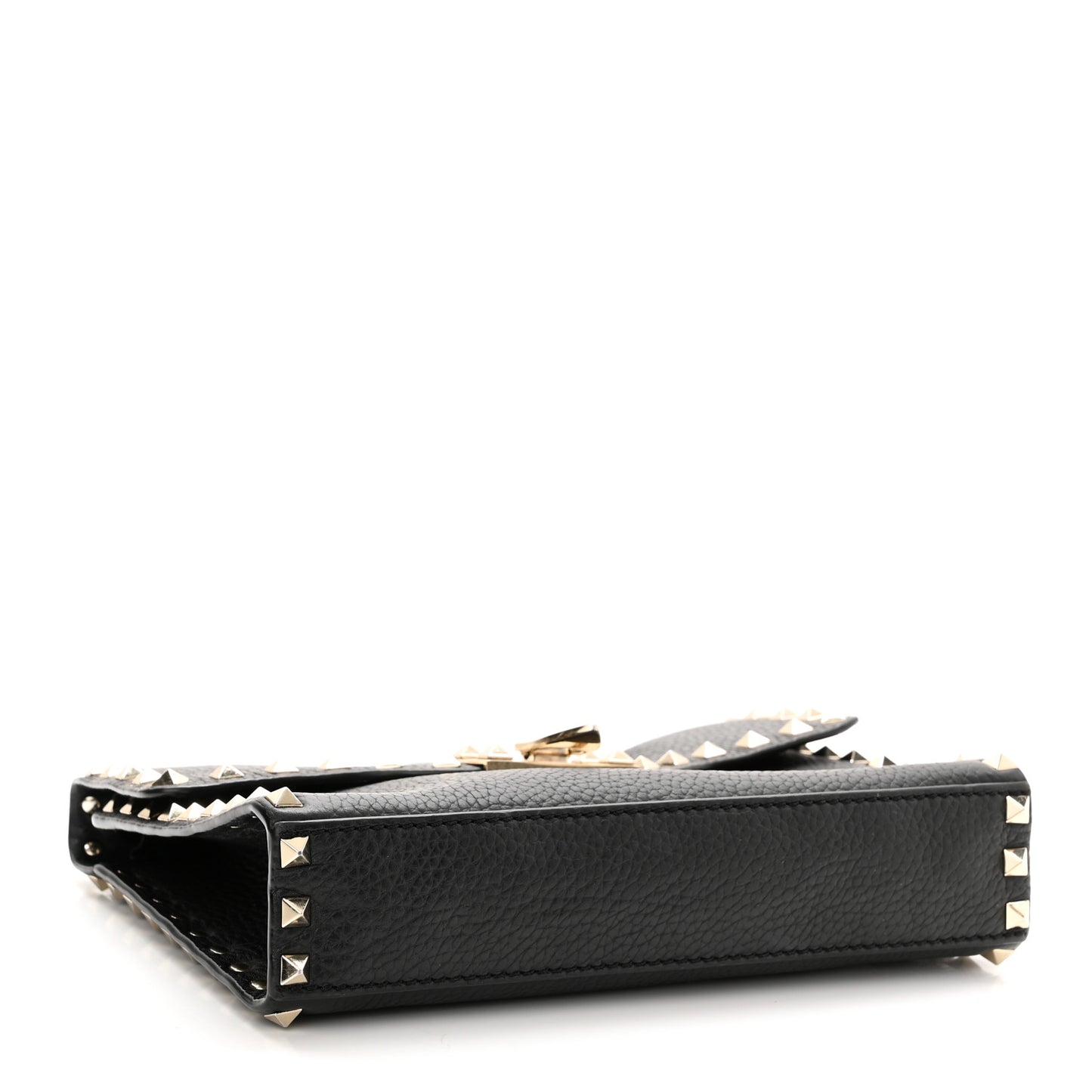 Pebbled Calfskin Medium Rockstud Flip Lock Crossbody Bag Black