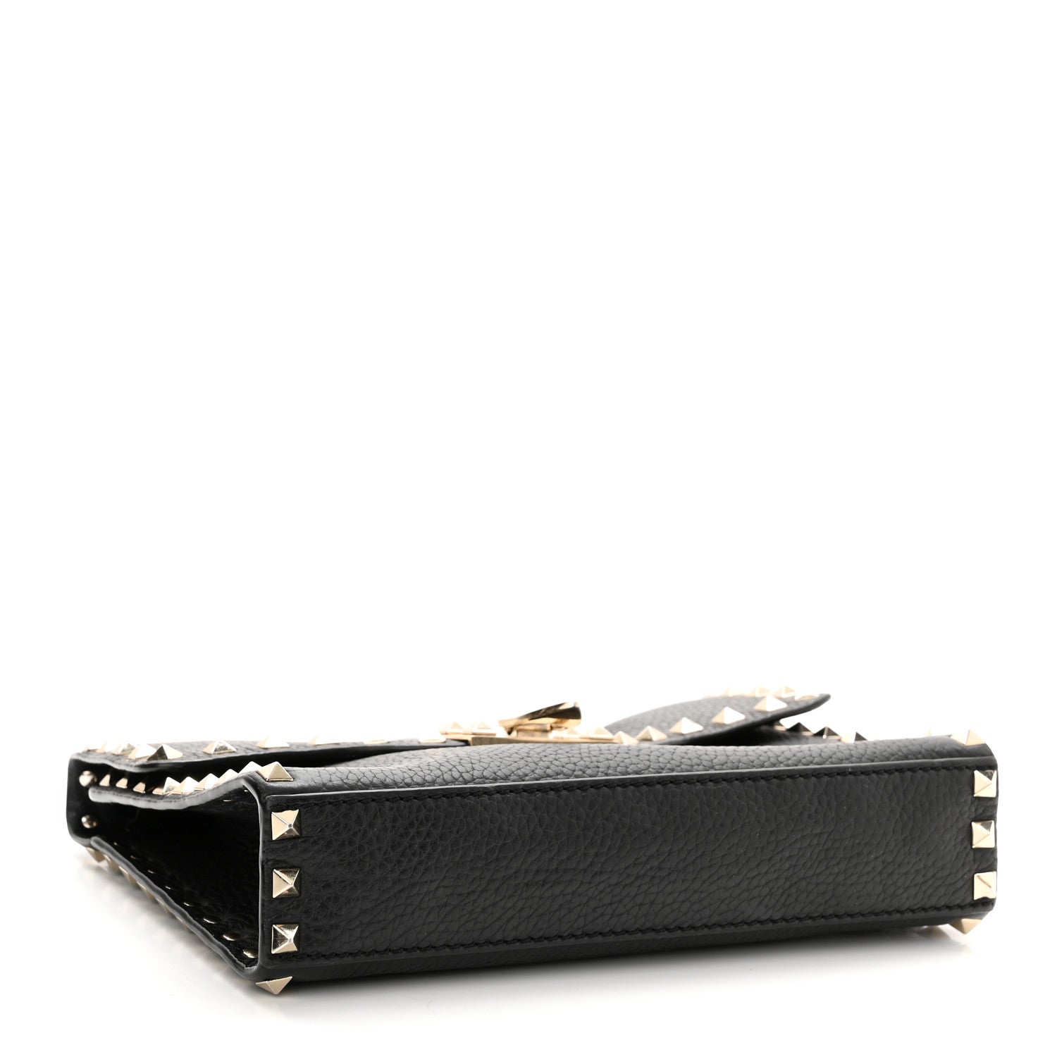 Valentino Garavani Pebbled Calfskin Medium Rockstud Flip Lock Crossbody Bag Black 4 of 9
