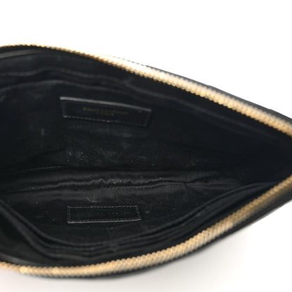 Saint Laurent Calfskin Matelasse Chevron Monogram A5 Wristlet Black 5 of 10
