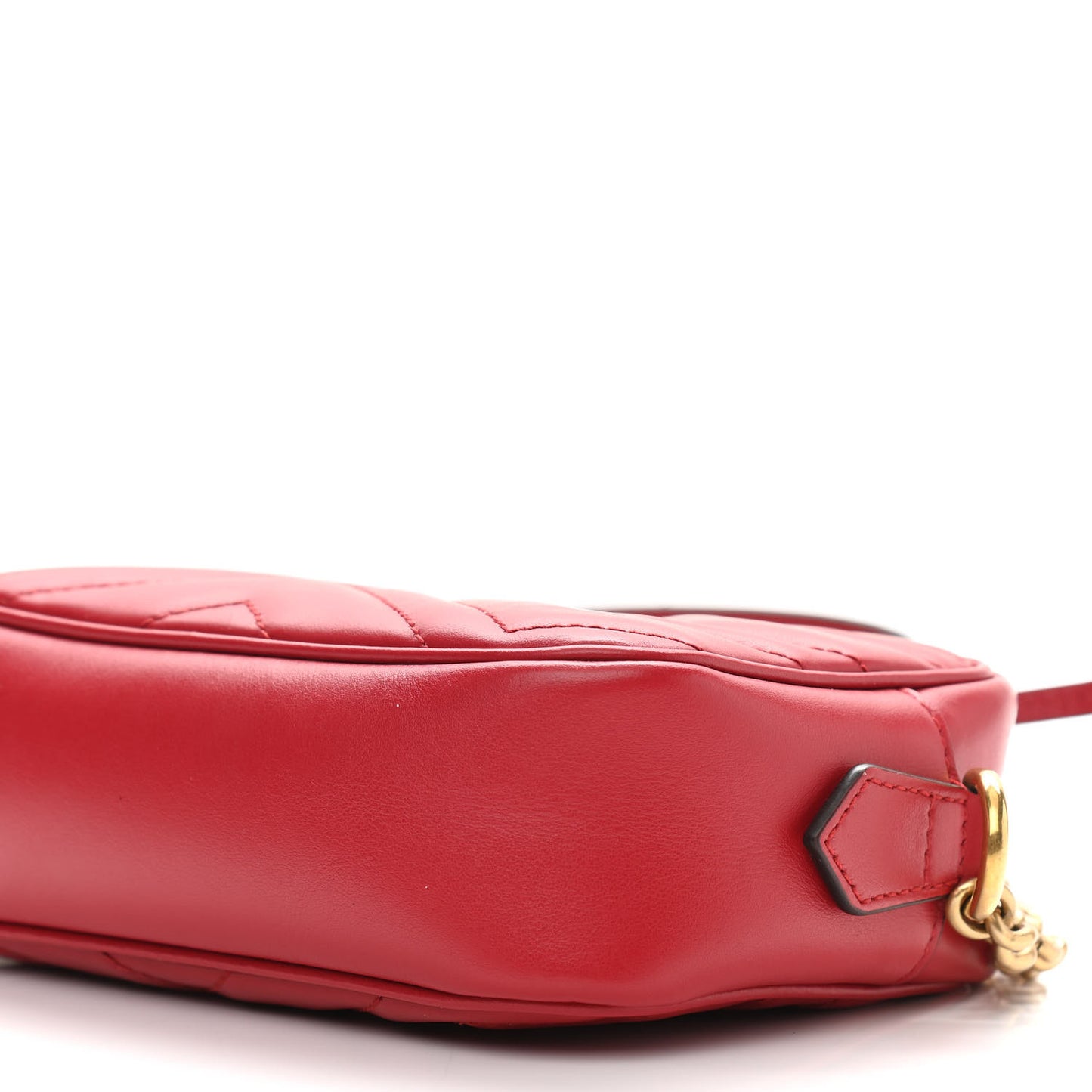 Calfskin Matelasse Mini GG Marmont Chain Shoulder Bag Hibiscus Red
