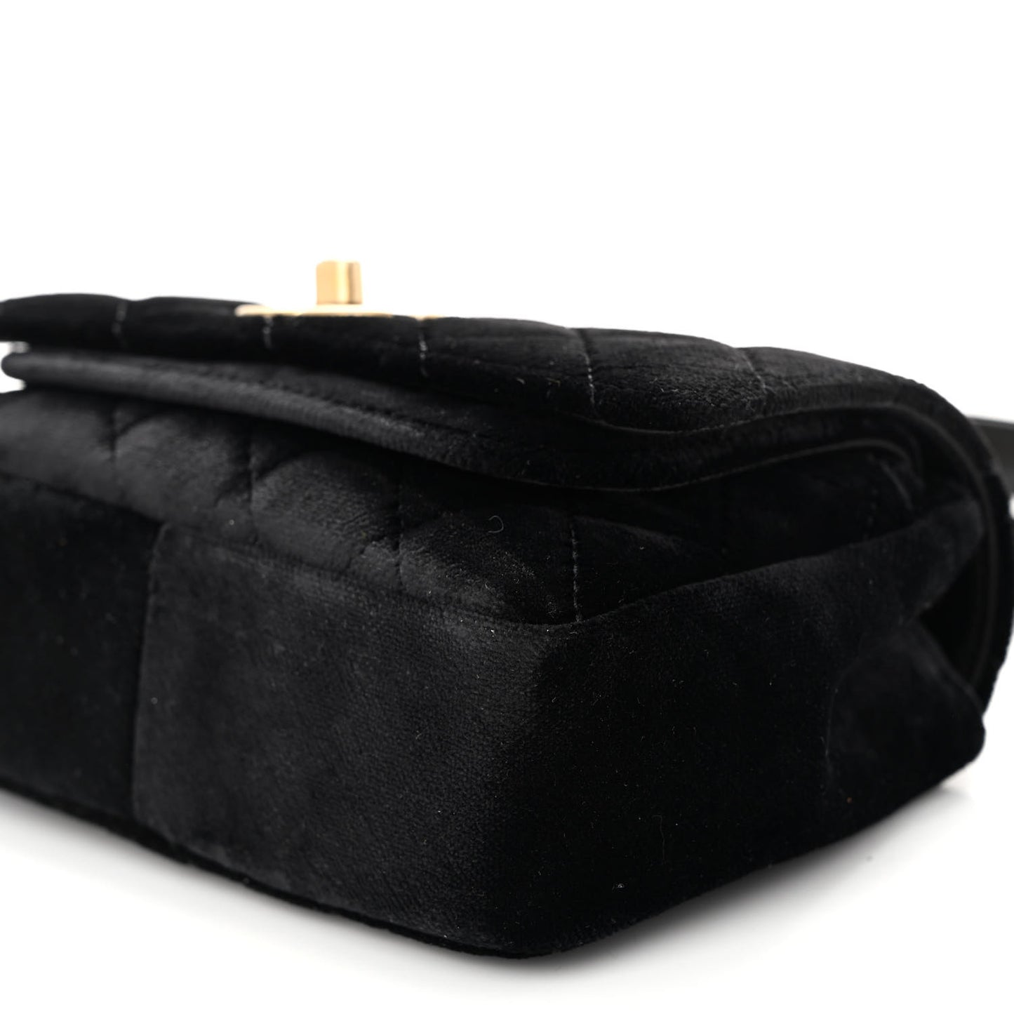 Velvet Quilted Small Camellia Flap Black