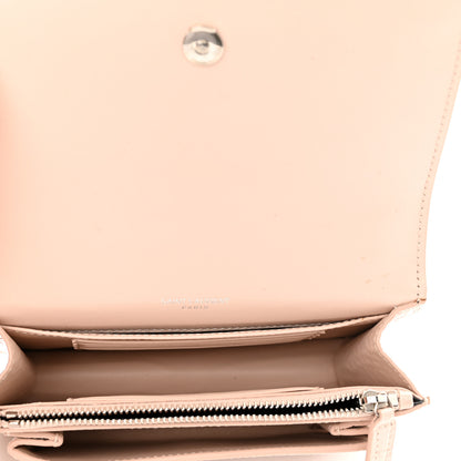 Saint Laurent Calfskin Crocodile Embossed Monogram Sunset Chain Wallet Rose Antic 5 of 9